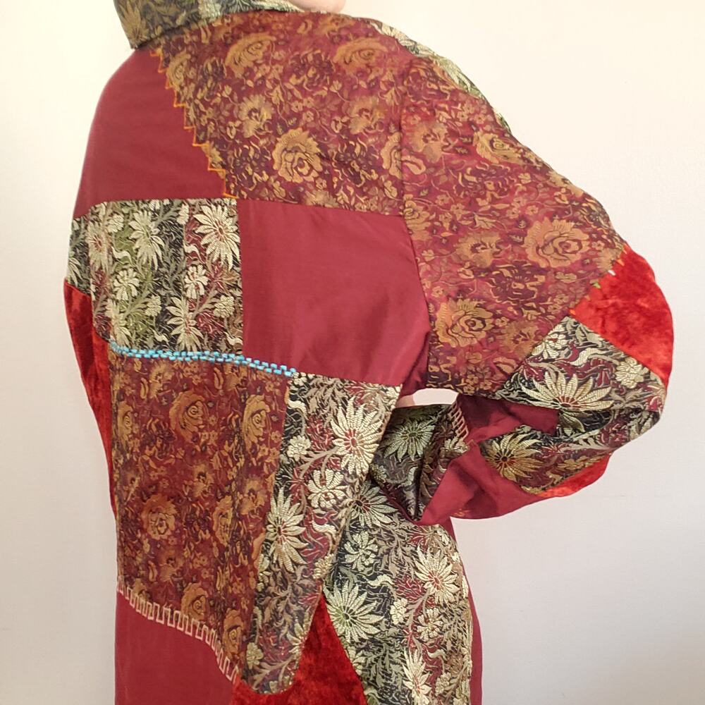 Vintage Boho NWOT TOTO n KO Mixed Media & Print Jacket Velvet Rayon Silk Size 2x - Picture 3 of 10